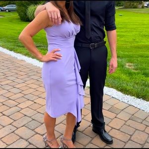 Deep V-neck lavender ruffle latin cocktail dress